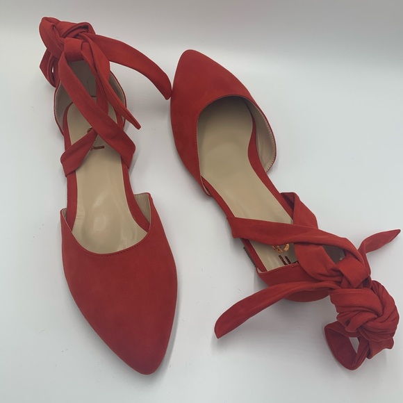 Red Ballet Vintage Comfortable Flats Soft Suede - Picture 9 of 10